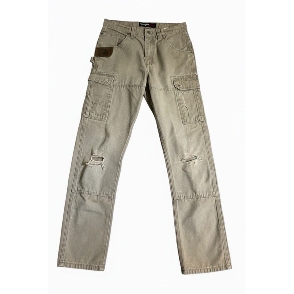 Wrangler Riggs Workwear Ripstop Cargo Pants Distressed Carpenter Khaki S 32/34